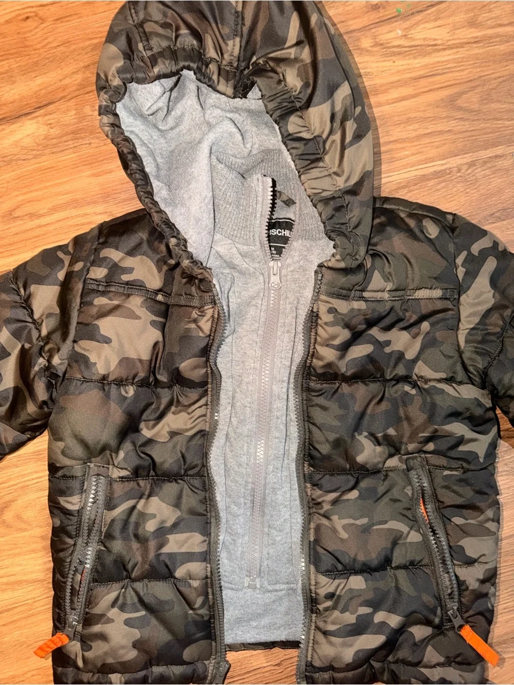 Rothschild Kids Camo Puffer Jacket with Hood - Green & Brown
